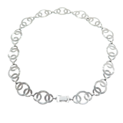W. E. RICHARDS 925 Sterling Silver Antique Art Deco Geometric Chain Necklace 15"