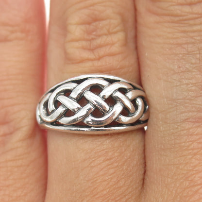 925 Sterling Silver Vintage Celtic Knot Ring Size 6.75
