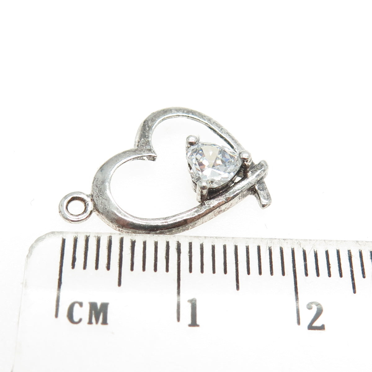 925 Sterling Silver White C Z Heart Pendant