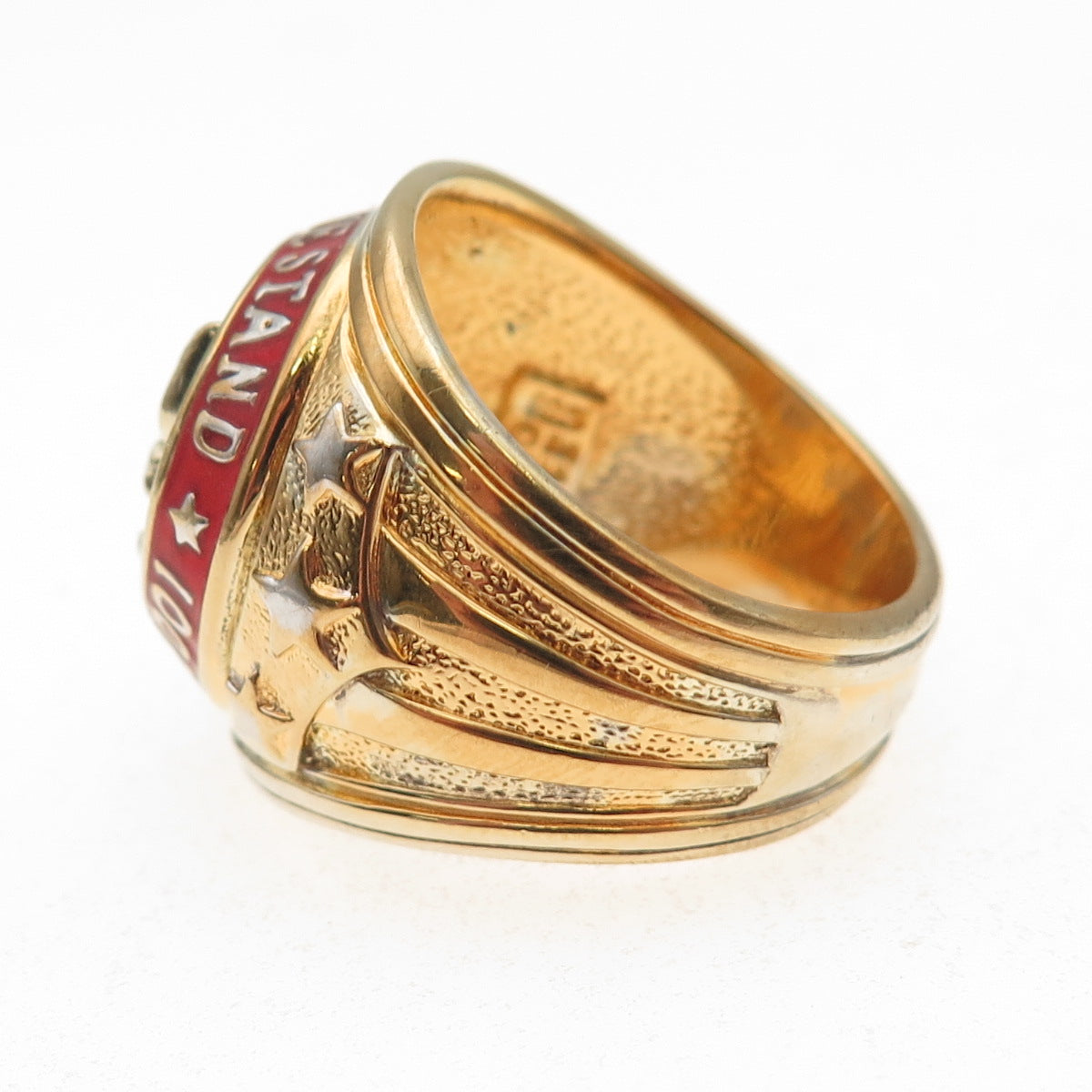 Franklin Mint 925 Sterling Silver Gold Plated Vintage Enamel 9/11 Ring Size 10