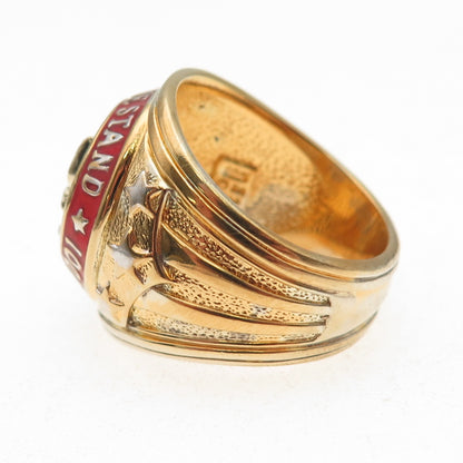 Franklin Mint 925 Sterling Silver Gold Plated Vintage Enamel 9/11 Ring Size 10