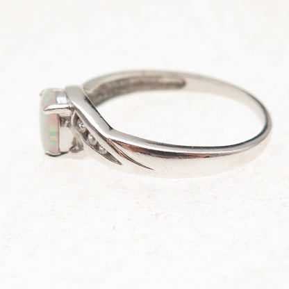RJ Graziano 925 Sterling Silver Real Opal & C Z Ring Size 10.25