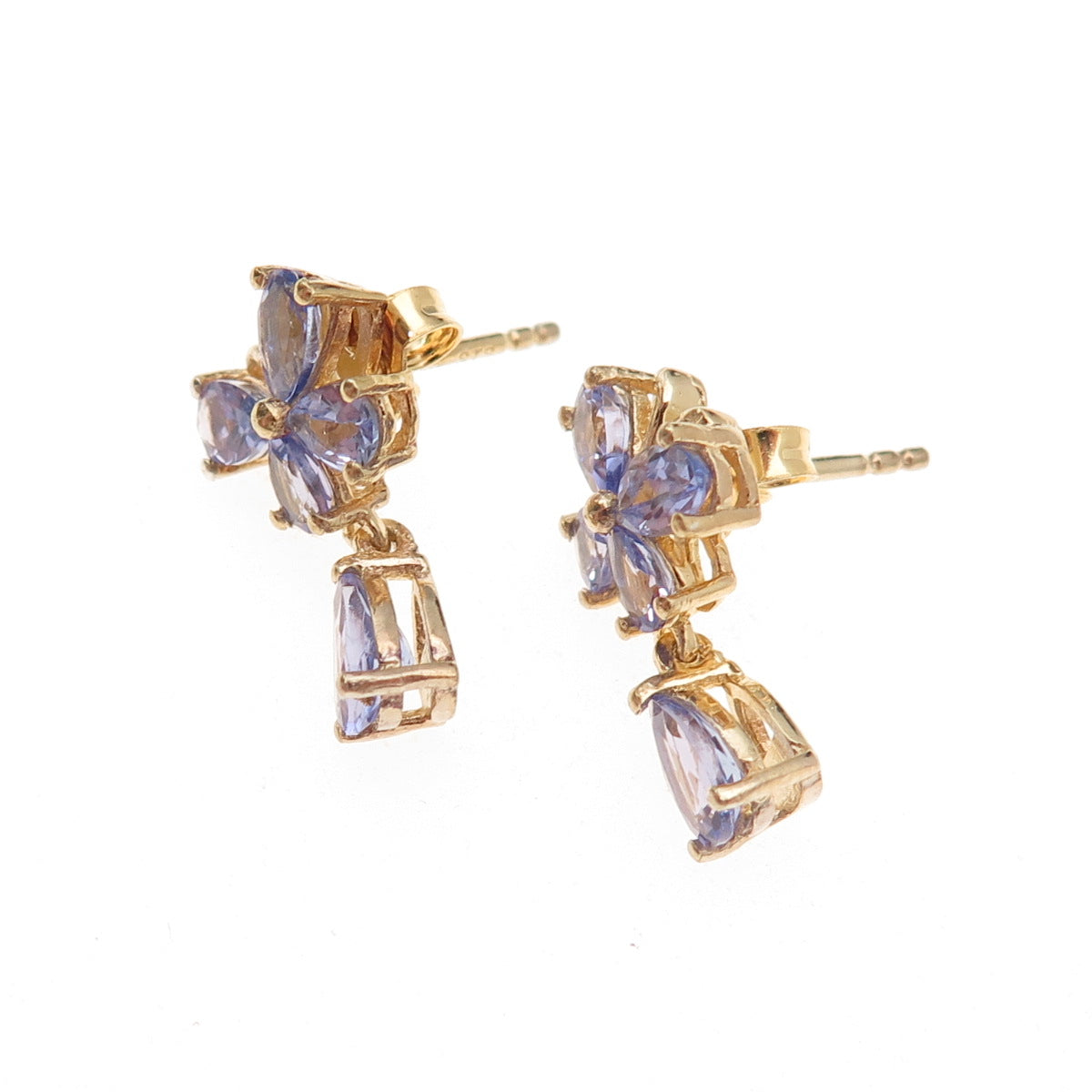 Chuck Clemency 925 Sterling Silver Gold Plated Real Tanzanite Butterfly Earrings