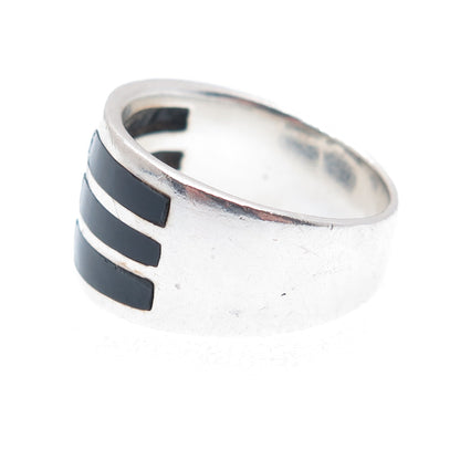 CFJ Collins Fine Jewelry 925 Sterling Silver Vintage Black Onyx Ring Size 6.75