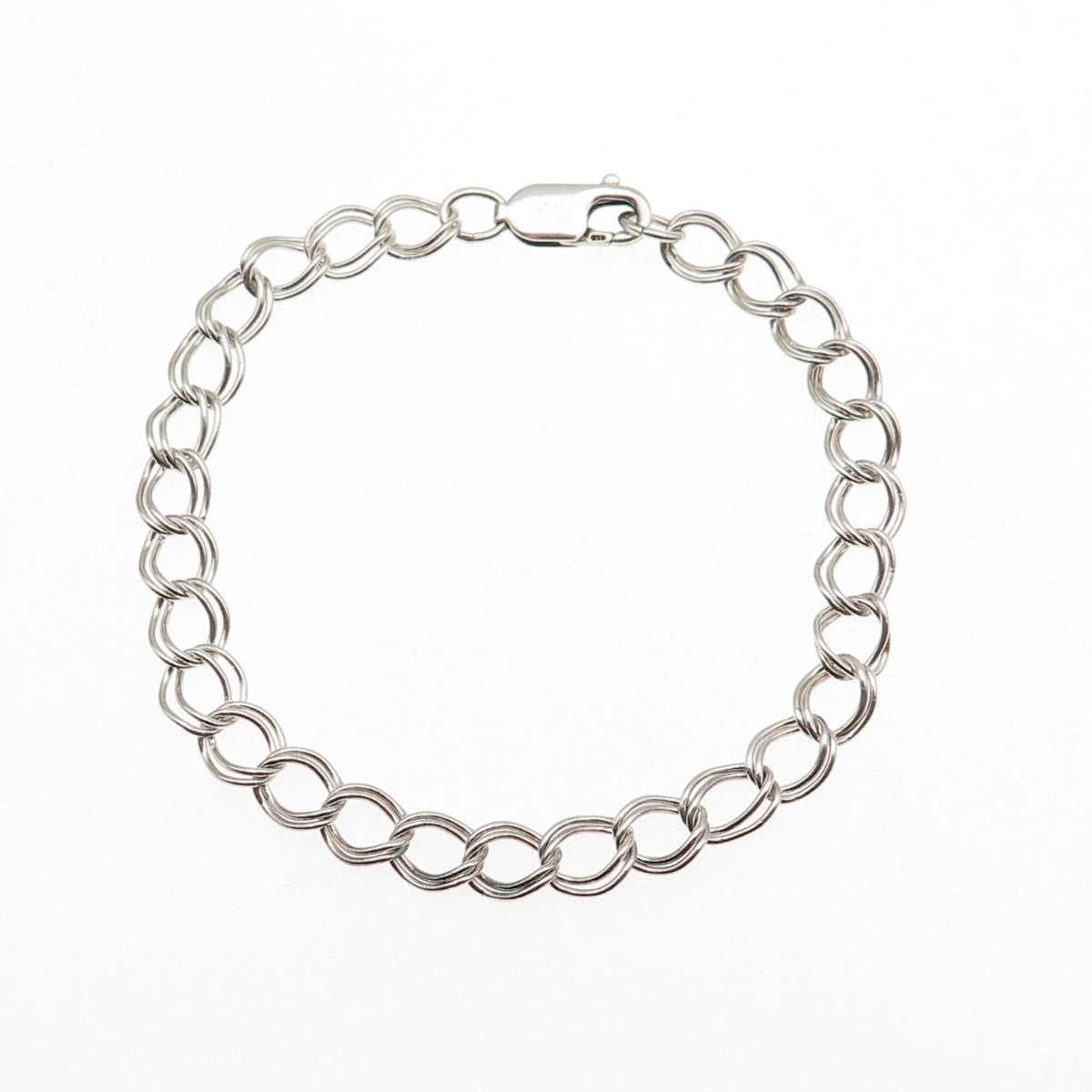 925 Sterling Silver Vintage Double Curb Link Bracelet 7.25"