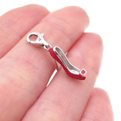 925 Sterling Silver Enamel High-Heel Shoe Lobster Lock Charm Pendant
