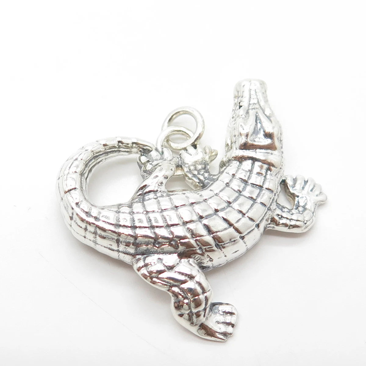925 Sterling Silver Vintage Crocodile Pendant