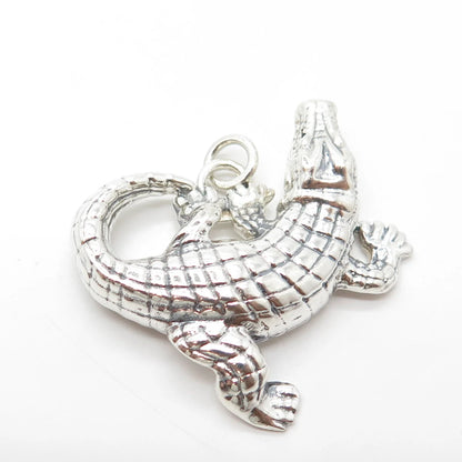 925 Sterling Silver Vintage Crocodile Pendant