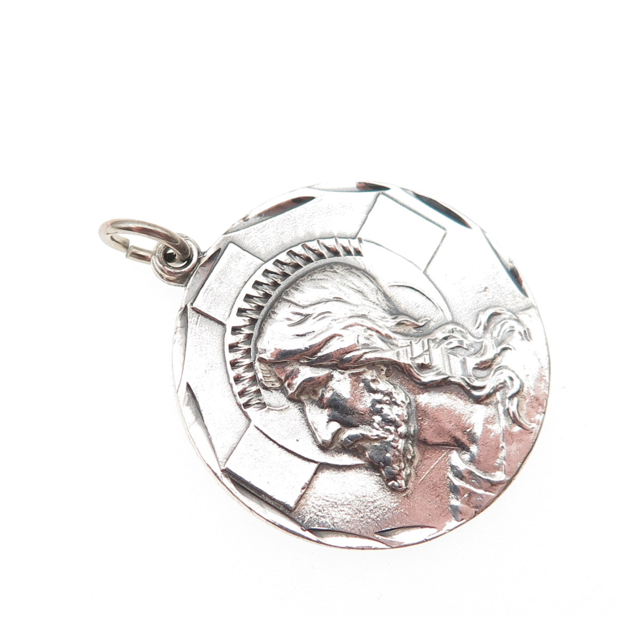 925 Sterling Silver Vintage Jesus Cross Protestant Medal Charm Pendant