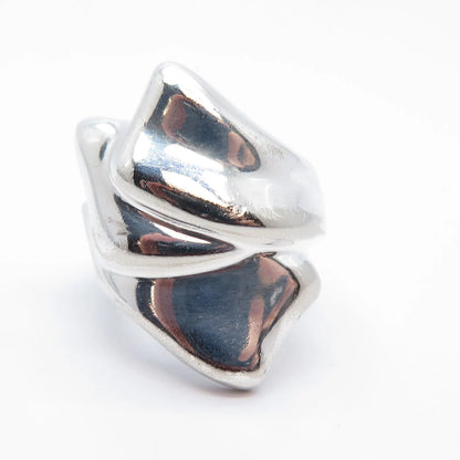 925 Sterling Silver Vintage HAN Ribbed Ring Size 6.75
