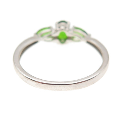Chuck Clemency Sterling Silver Real Oval & Pear-Cut Chrome Diopside Ring Size 8
