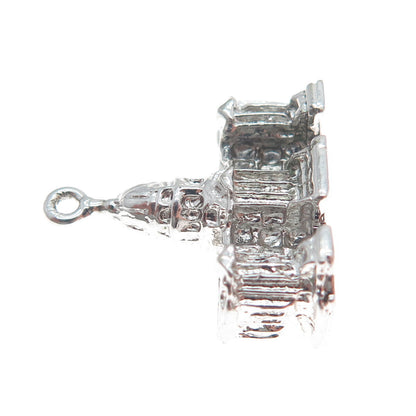 DIVERA 925 Sterling Silver Antique US Capitol Building Minimalist 3D Pendant
