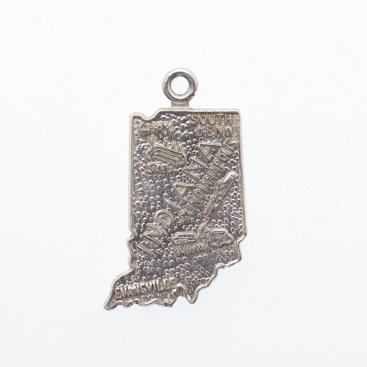 FRENCH & FRANKLIN 925 Sterling Silver Vintage Indiana State Minimalist Pendant