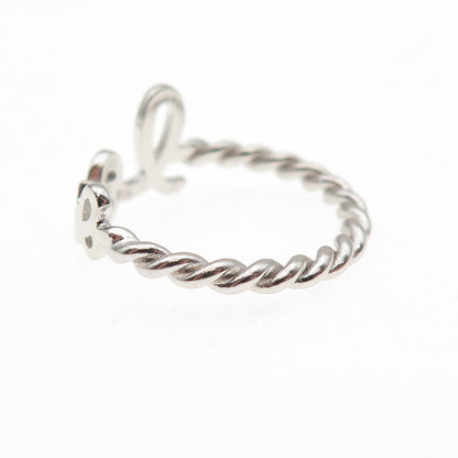925 Sterling Silver Love Twisted Ring Size 6