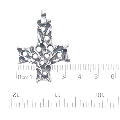 925 Sterling Silver Vintage Modernist Cross Oxidized Charm Pendant