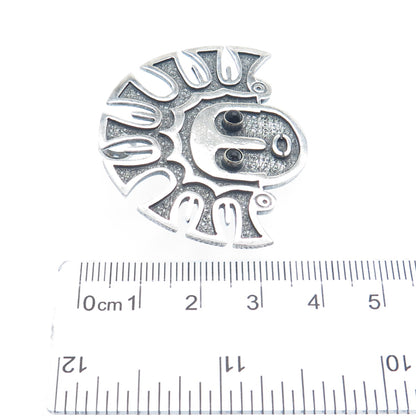925 Sterling Silver Vintage Ecuador Tribal Goddess Oxidized Pin Pendant