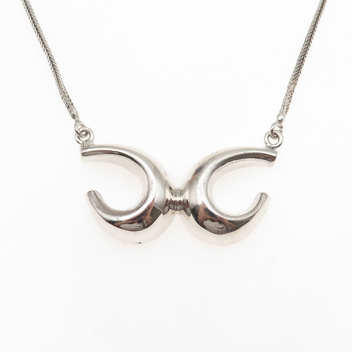 925 Sterling Silver Vintage Modernist X Oxidized Spiga Chain Necklace 16"