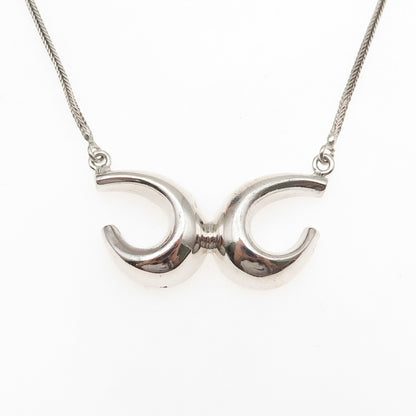 925 Sterling Silver Vintage Modernist X Oxidized Spiga Chain Necklace 16"