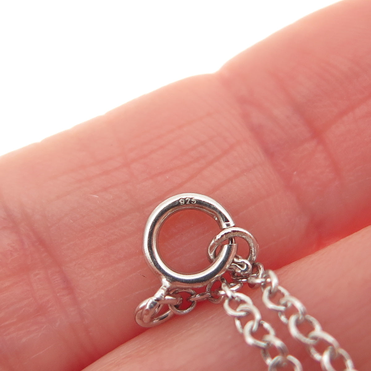 925 Sterling Silver Oval-Cut Red C Z Dangle Charm Cable Chain Necklace 16"