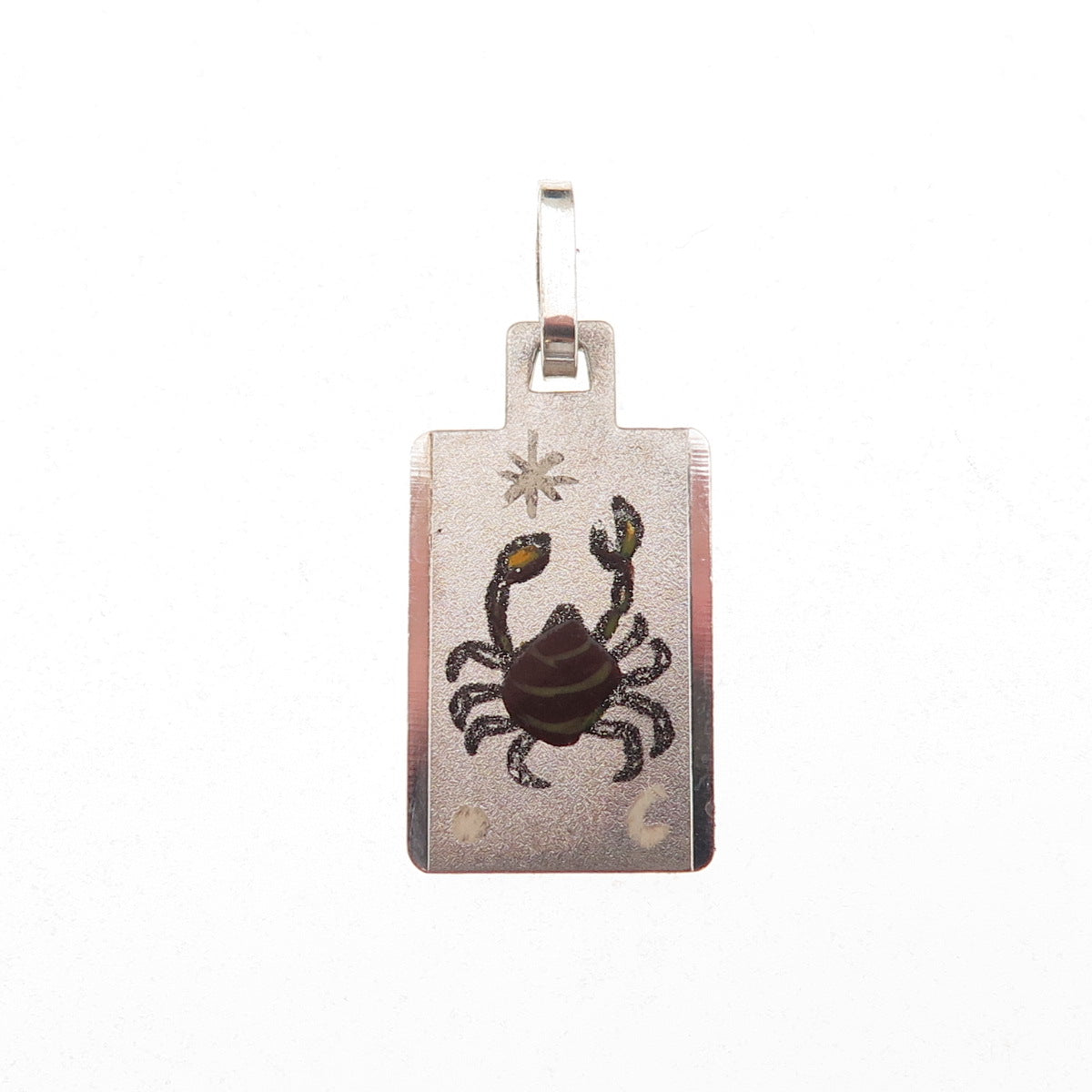 800 Silver Vintage Italy Cancer Zodiac Sign Charm Pendant