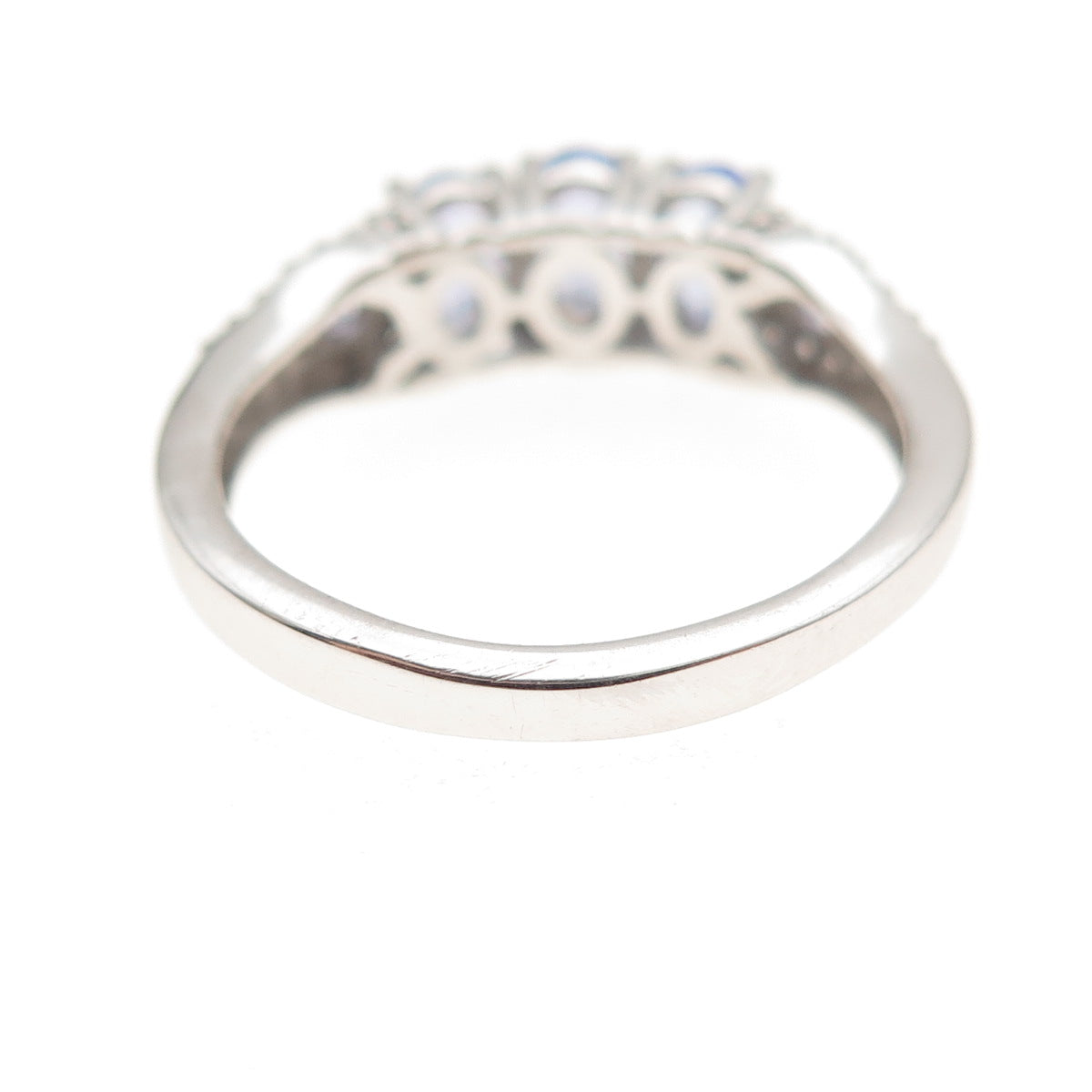 Chuck Clemency 925 Sterling Silver Real Tanzanite & White Topaz Ring Size 8.25