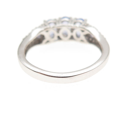 Chuck Clemency 925 Sterling Silver Real Tanzanite & White Topaz Ring Size 8.25