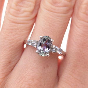 Chuck Clemency 925 Sterling Silver Real Oval & Round-Cut Iolite Ring Size 8