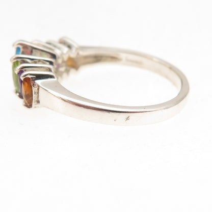 CNA Pranda 925 Sterling Vintage Real Topaz Peridot Citrine Amethyst Ring Size 10