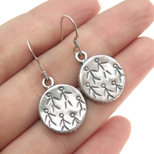 925 Sterling Silver Vintage Southwestern Ethnic Dangle Hook Earrings