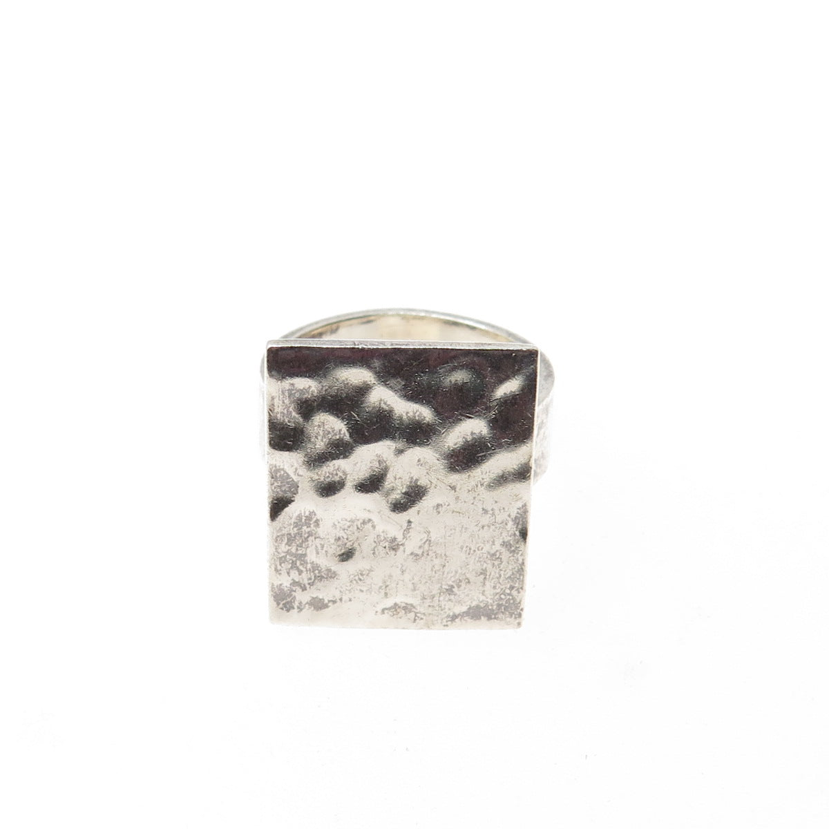 925 Sterling Silver Vintage Modernist Hammered Finish Ring Size 7.5