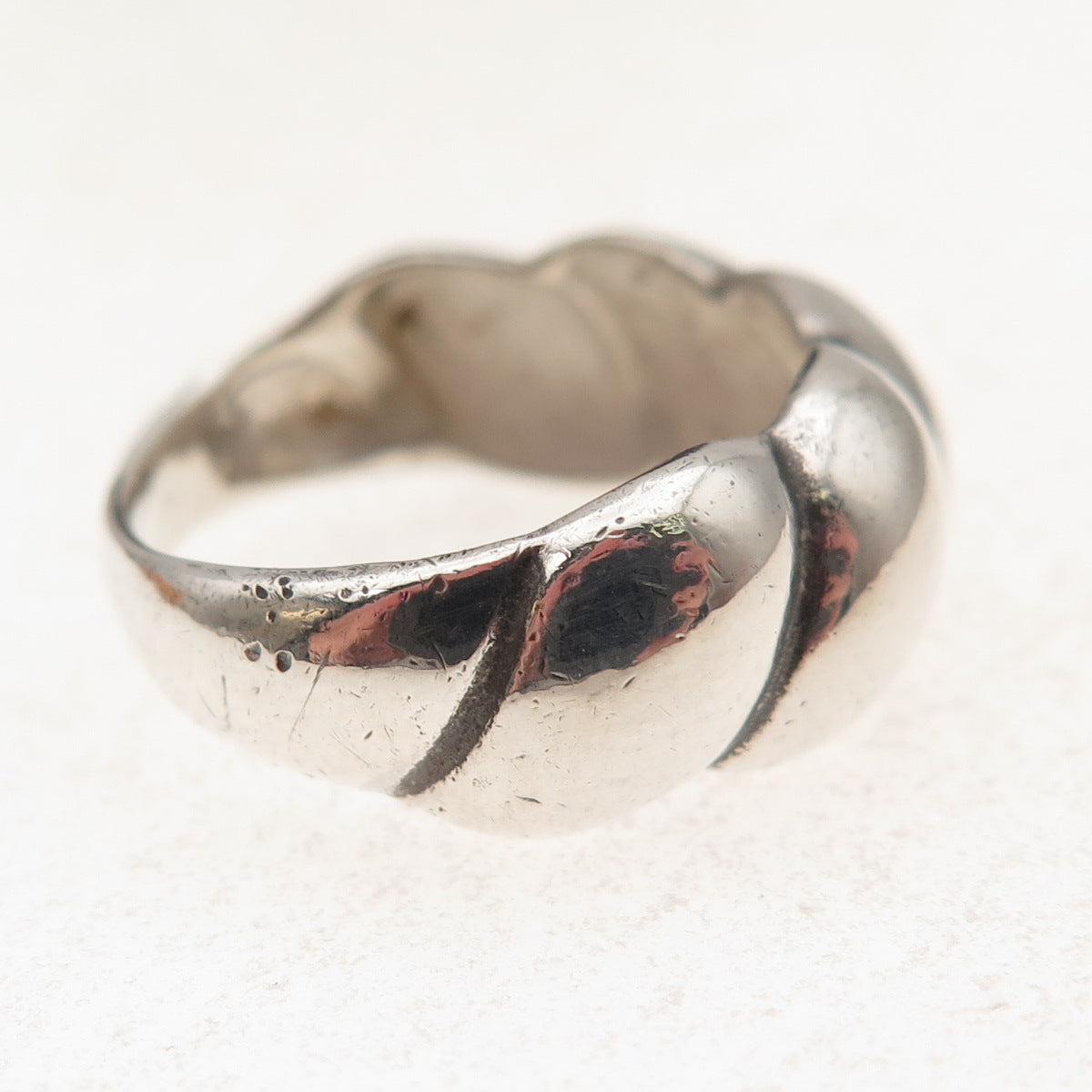 925 Sterling Silver Vintage Modernist Oxidized Ring Size 6.75