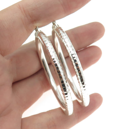 HAN 925 Sterling Silver Diamond-Cut Hoop Earrings