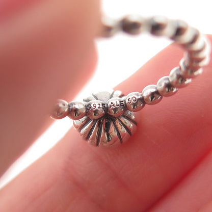 Pandora Sterling Silver Real Amethyst February Birthday Blooms Ring Size 5.25