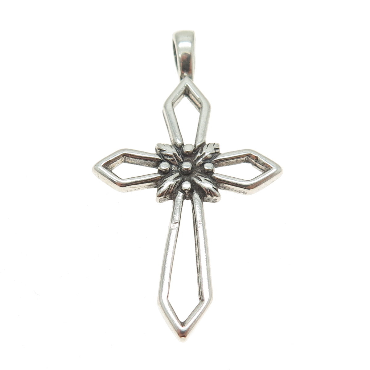 SUNWEST 925 Sterling Silver Vintage Cross Floral Pendant