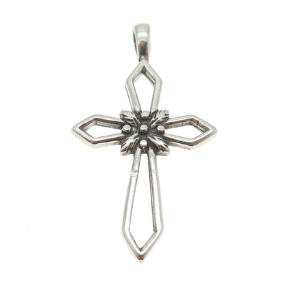 SUNWEST 925 Sterling Silver Vintage Cross Floral Pendant