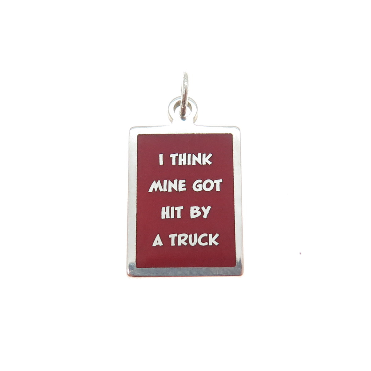 925 Sterling Red Enamel I Think Mine Got Hit By A Truck Minimalist Charm Pendant