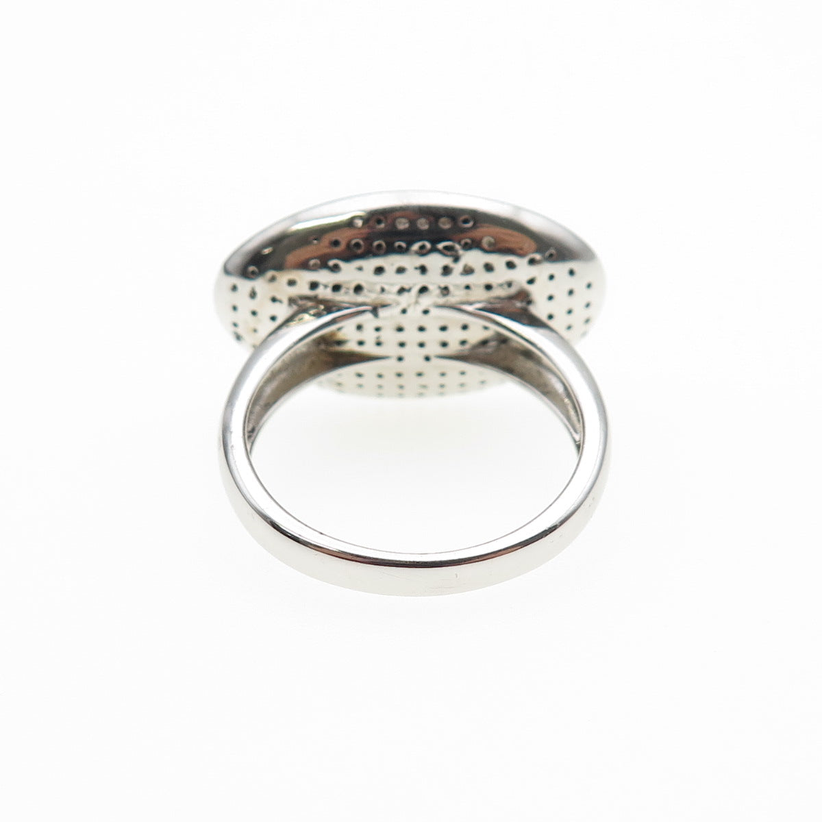 925 Sterling Silver Round-Cut Black C Z Swirl Ring Size 7.5