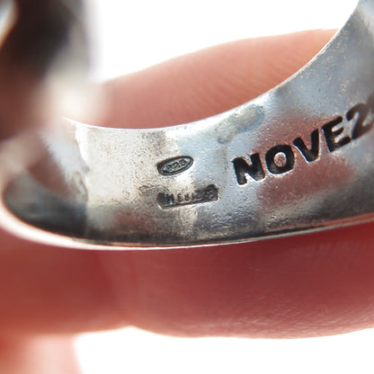 NOVE25 Sterling Silver Vintage Basset Hound Dog Adjustable Hug Ring Size 6.75