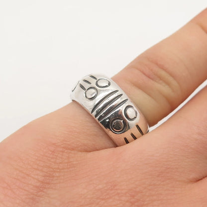925 Sterling Silver Vintage Versani Etched Band Ring Size 6.25