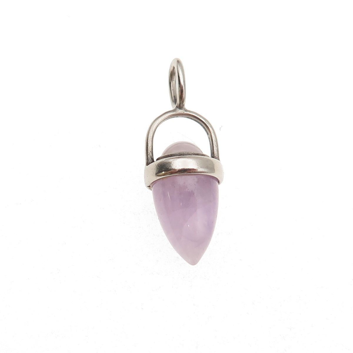 925 Sterling Silver Vintage Real Amethyst Amulet Charm Pendant