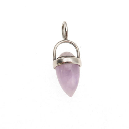 925 Sterling Silver Vintage Real Amethyst Amulet Charm Pendant
