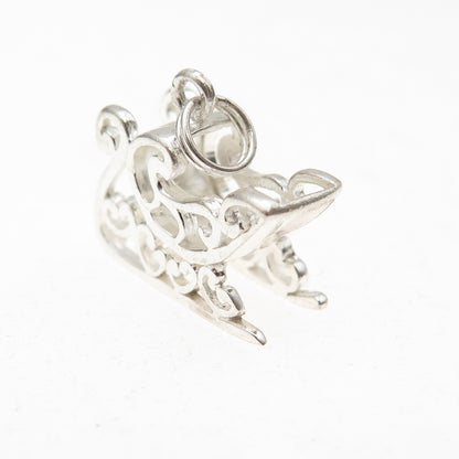 Jezlaine 925 Sterling Silver Vintage Santa's Sleigh 3D Charm Pendant