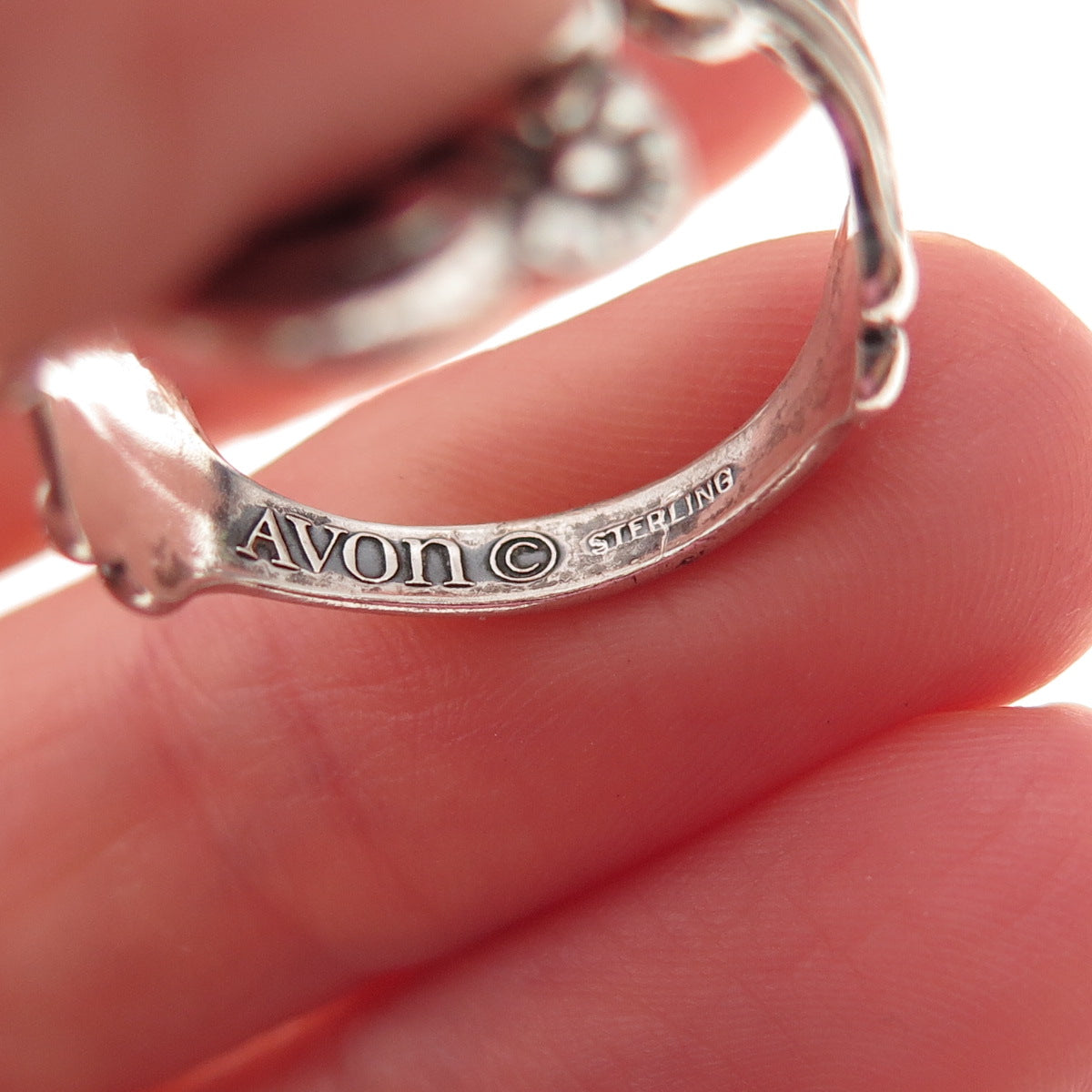 Avon 925 Sterling Silver Vintage Treasured Heart Adjustable Spoon Ring Size 8