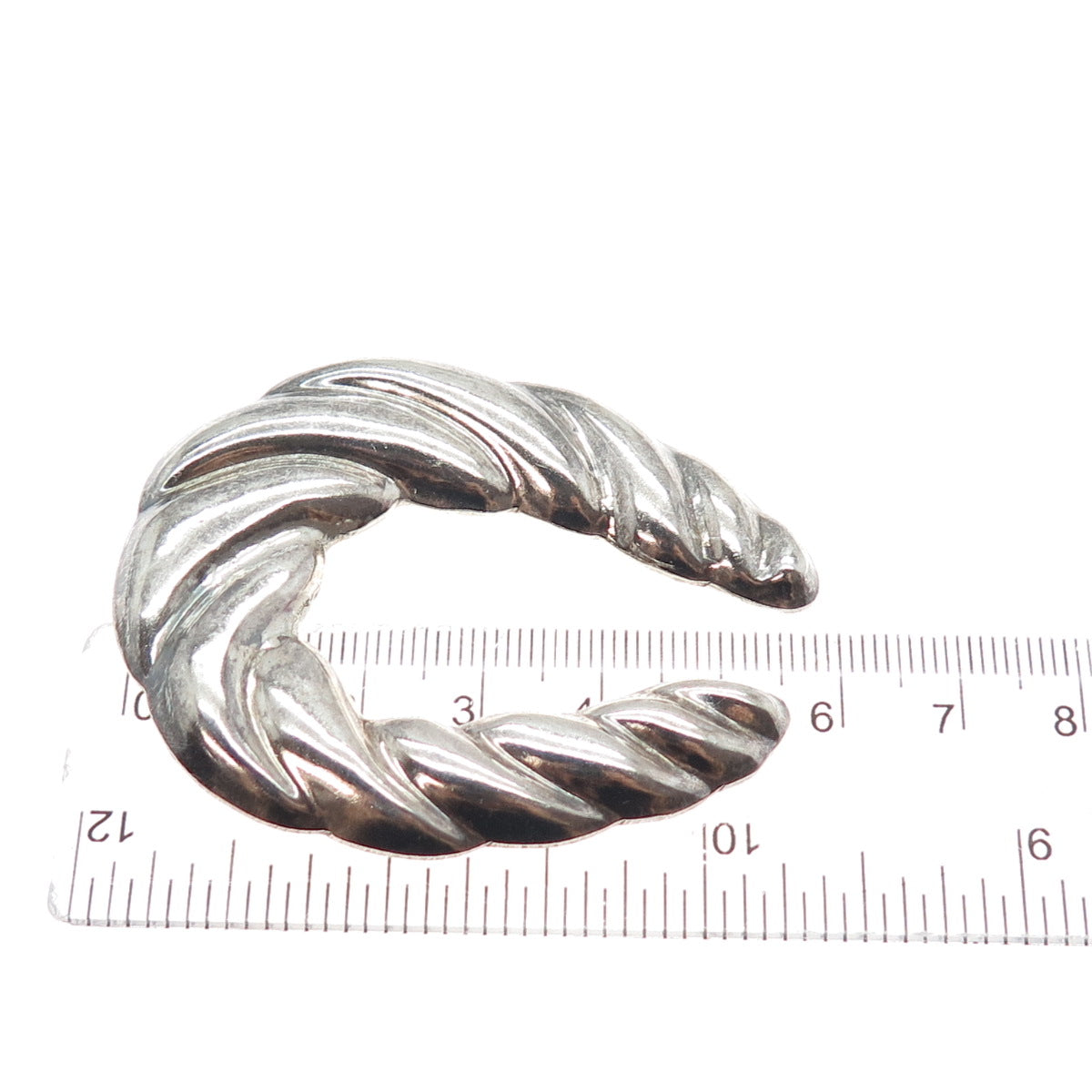 925 Sterling Silver Vintage Mexico Twisted Horseshoe Oxidized Pin Brooch Pendant