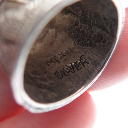 925 Sterling Silver Antique Mexico Floral Oxidized Sewing Thimble
