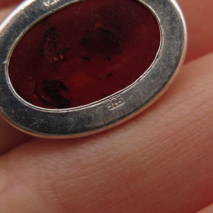 925 Sterling Silver Vintage GRA Poland Real Amber Dangle Earrings