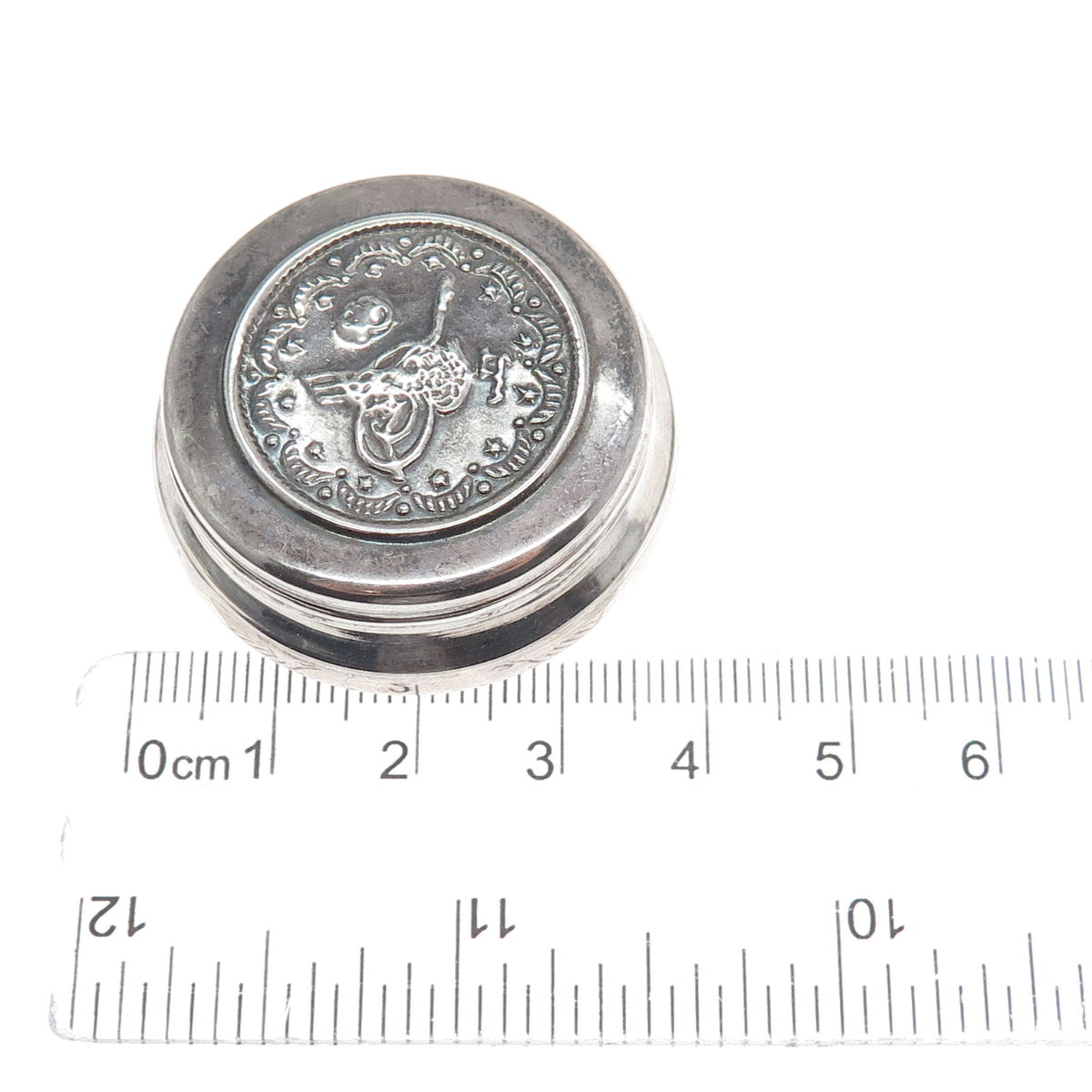 SENER 900 Silver Vintage Allah Religious Oxidized Pill Box