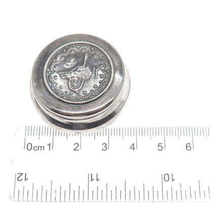 SENER 900 Silver Vintage Allah Religious Oxidized Pill Box