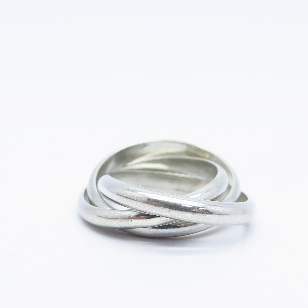 925 Sterling Silver Vintage Triple Interlocked Band Ring Size 5.25