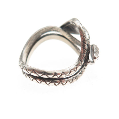 Beau 925 Sterling Silver Vintage Snake Oxidized Ring Size 4.75